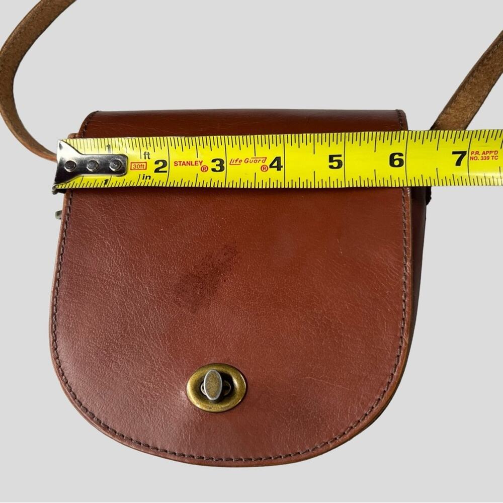Jasper & Jeera Anthropologie Brown Leather Saddle Bag Crossbody Turn Lock Flap - Picture 13 of 16
